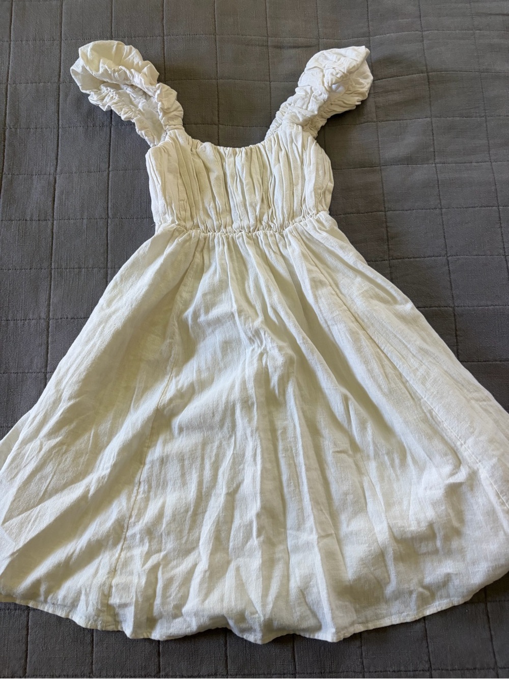 NWT Abercrombie & Fitch White Ruffle-Strap Linen Blend Mini Sundress